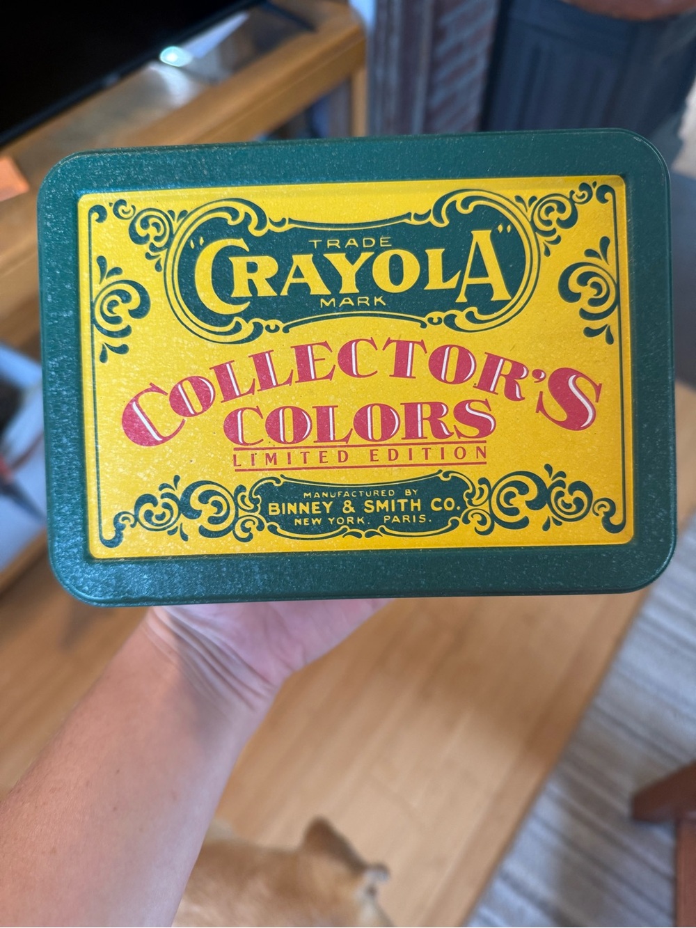 Vintage Crayola Collector's Colors Limited Edition Tin - Green & Yellow